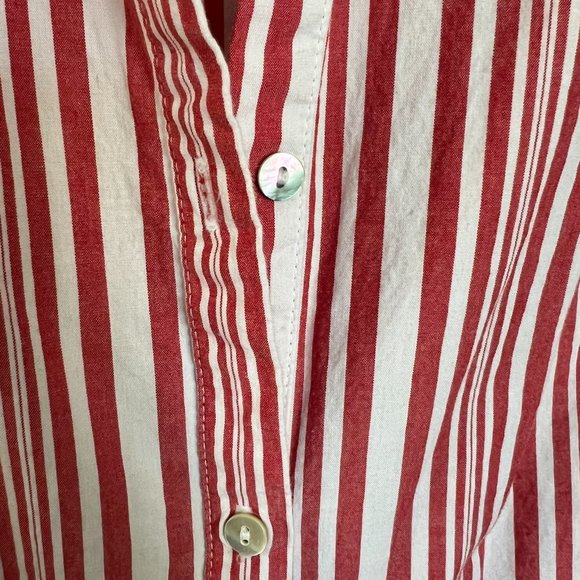 Vertical Red Stripe A-Line Cotton Spring & Summer Dress // H&M Women's Size 14 - Picture 3 of 5